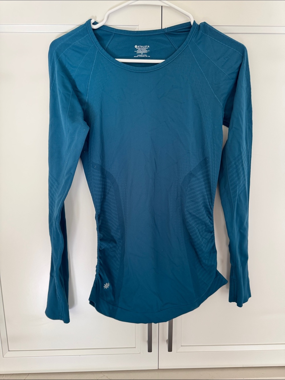 Athleta Teal Long-Sleeve Seamless Performance Tee